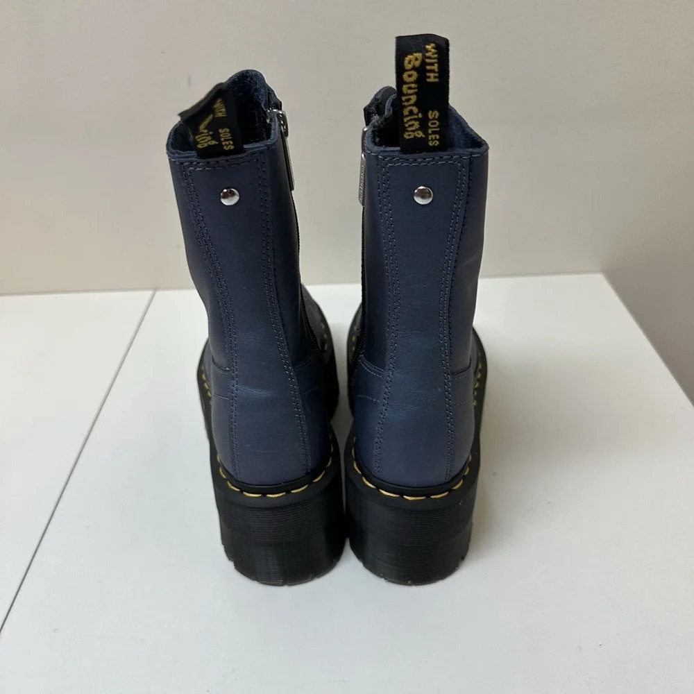 Dr Martens Jetta Hi Max Metallic Platform Boots Deep Blue Women Size 5 NEW